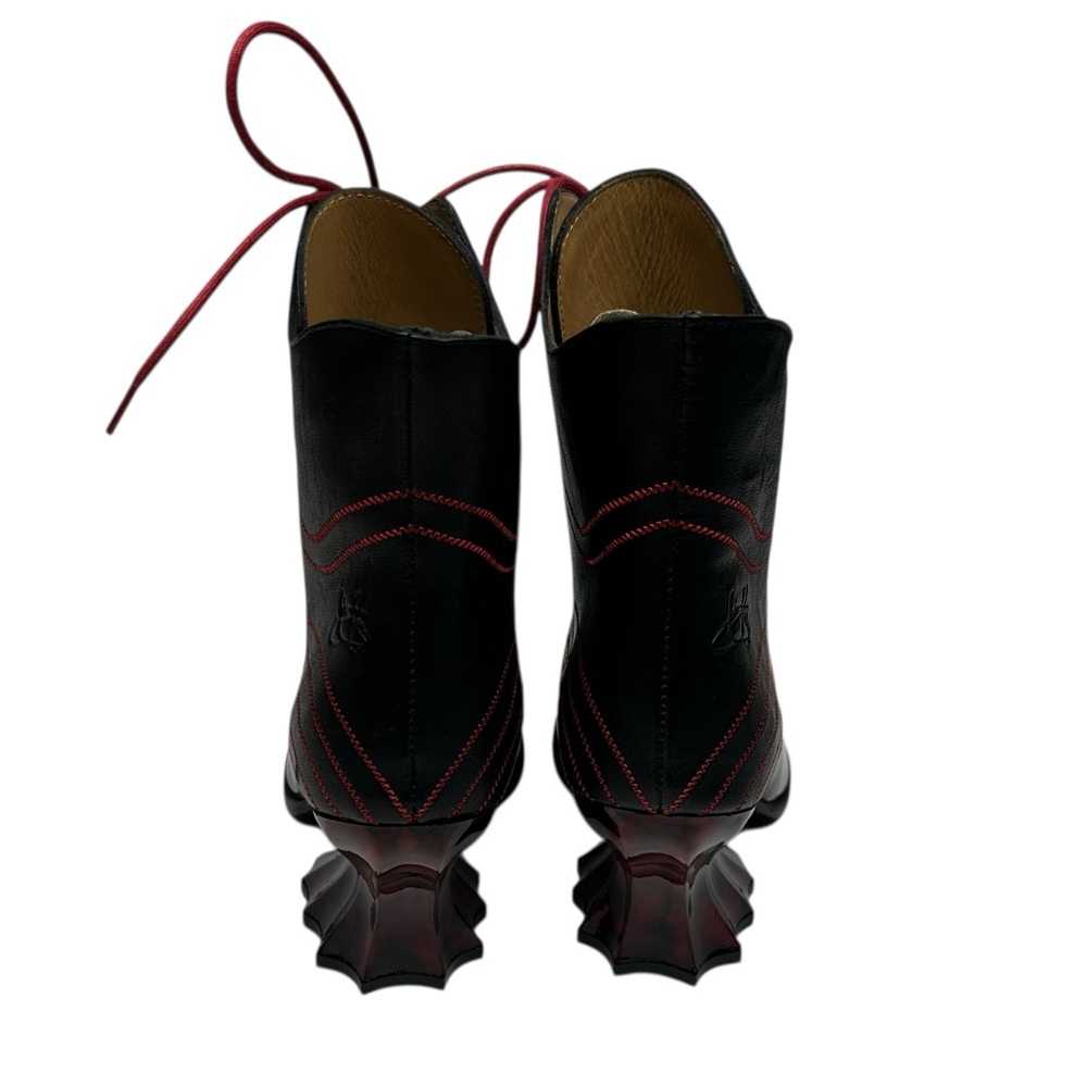NEW John Fluevog Deliverance Brit Regal Lace-Up Ankle Booties w/ Rococo Heel 7.5 - Picture 7 of 15